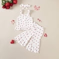 thumbnail image 2 of Xyant Baby Girl Summer Clothes Cute Bow Print Sleeveless Strap Tank Tops Elastic Waist Flare Pants Headband Toddler Infant Spring Outfits (White,2-3 Years), 2 of 7