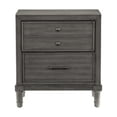 thumbnail image 2 of HomeStock Timeless Trends 25W x 18D x 27H Inch Gray Nightstand with 2 Drawers Tapered Legs and Dark Bronze Hardware, 2 of 6