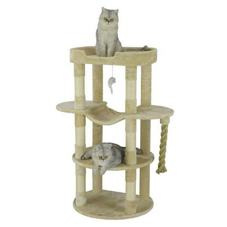 UPC: 0810602022542 | Go Pet Club F822 46 in. Jungle Rope Cat Tree Scratcher House with Sisal Covered Posts  Beige