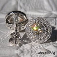 thumbnail image 3 of Pendientes con incrustaciones de destellos de circonitas redondas y llenos de diamantes, pendientes de temperamento elegantes para mujer, 3 of 5