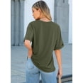 thumbnail image 6 of ANRABESS Oversized T Shirts for Women Short Sleeve Crewneck Basic Tee Loose Casual Summer Top with Pocket Army Green X-Large, 6 of 8