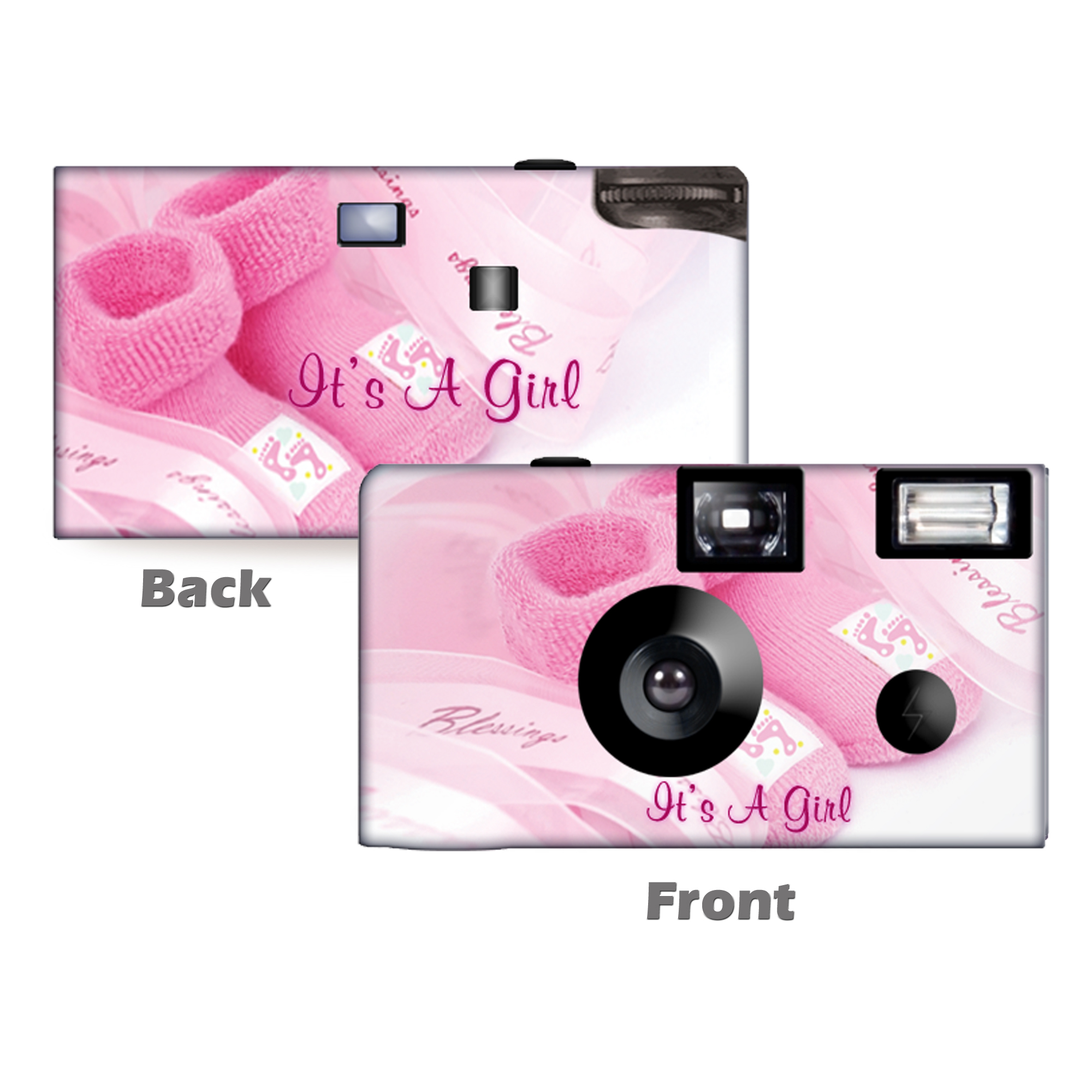 5packBaby Girl Booties Disposable Cameras, free shipping, Baby Shower