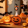 thumbnail image 4 of LOWLHOME 7 Inch Halloween Pumpkin Outfit, 2 Colors Orange Black Handmade Non Woven Dress, Mini Porch Goose Clothes Yard Silly Lawn Duck Shirt, Halloween Christmas Tabletop Decorative(Full smile), 4 of 6
