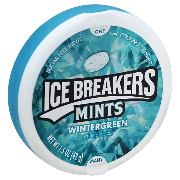 ICE BREAKERS Wintergreen Sugar Free Mint Candy, 1.5 oz, Tin
