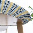 thumbnail image 5 of Round Fitted Tablecloth 44 Inch, Blue Yellow Provence Style Stripe Circle Tablecloth Durable Tabletop Covers Farmhouse Tablecloth for Dining, Party, Buffet, Wedding, 5 of 8