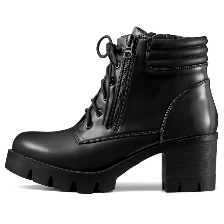 Black lace up online boots with heel