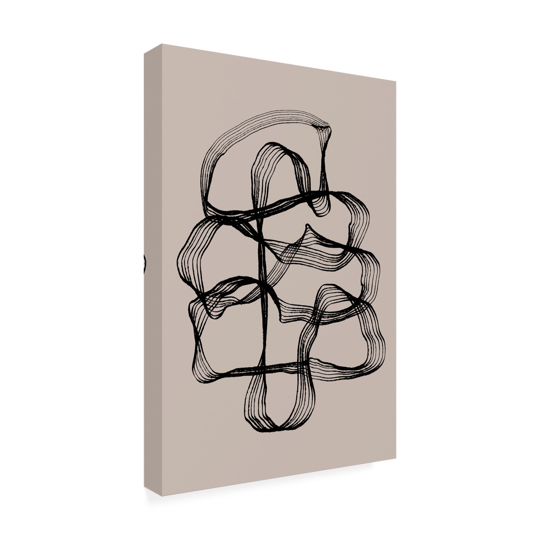 Canvas Wall Art - Treechild 'Ink Black and Beige' Wall Art for Living Room, Bedroom, or Office D?cor by Trademark Fine Art - 30 x 47 Inches