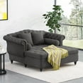 thumbnail image 2 of Noble House Sonne Indoor Fabric Tufted Chaise Lounge, Dark Brown and Charcoal, 2 of 10