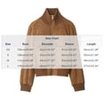 thumbnail image 3 of WLOMHUW Womens Cropped Jakcets Suede Bomber Jacket with Stand Collar Zip Up Short Coat with Pockets, 3 of 7