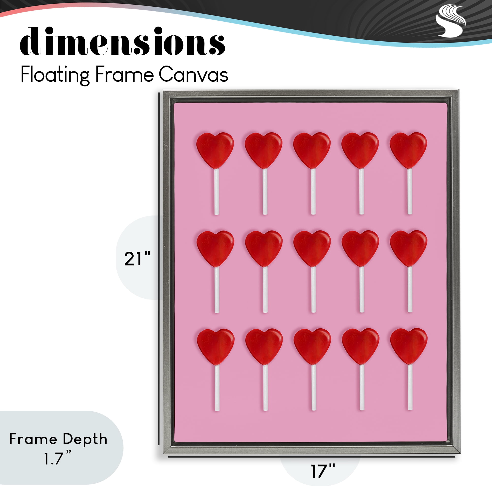 Stupell Industries Heart Lollipops Collection Gray Framed Floater Canvas Wall Art, design by LISH Creative