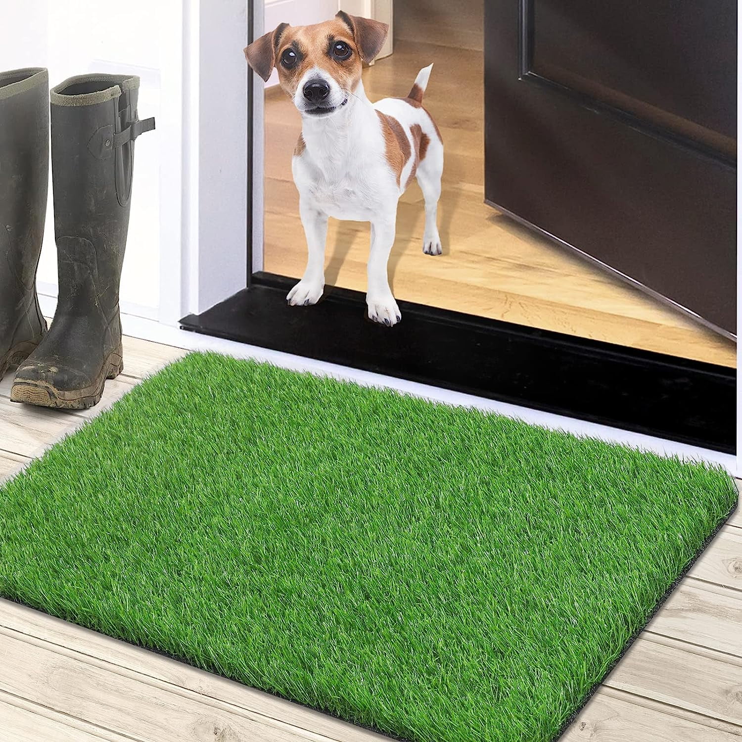 Thick and Realistic Artificial Grass Door Mat with Nonslip Rubber