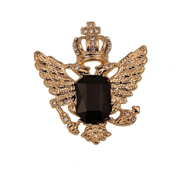 Moda lujo hombres Rhinestone cristal águi Ángel broche Colr joyería Dorado + negro Zulema broches y alfileres vintage