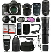 Canon EOS 6D DSLR SLR Digital Camera + 70-300mm IS USM + 6.5mm Fisheye + 24-105 STM + 420-1600mm Lens + Filters + 128GB Memory + Action Stabilizer + i-TTL Autofocus Flash + Case + 70" Tripod + More