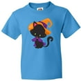 thumbnail image 3 of Inktastic Black Cat, Cat Wearing Witch Hat, Halloween Youth T-Shirt, 3 of 5
