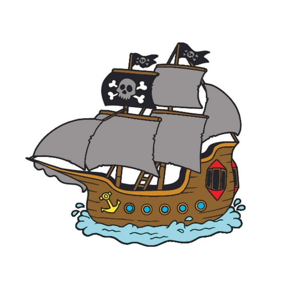 Sailing Pirate Ship Wall Decals - Boys Room Pirates Ships Kids Decor Sticker Room Decoration for Bedrooms Nursery Kindergarten - Childrens Vinyl Wall Art Stickers Sticker Boy Designs Size (30x30 inch)