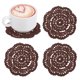 thumbnail image 1 of Juego de 4 Posavasos de Ganchillo Hechos a Mano, Manteles Individuales Redondos de Algodón de 4 Pulgadas/10cm, Manteles de Encaje de Ganchillo Vintage [Chocolate], 1 of 1