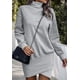 thumbnail image 3 of Vestidos de suéter con capucha para mujer, cuello alto, vestido de suéter cálido, vestido de suéter, 3 of 5