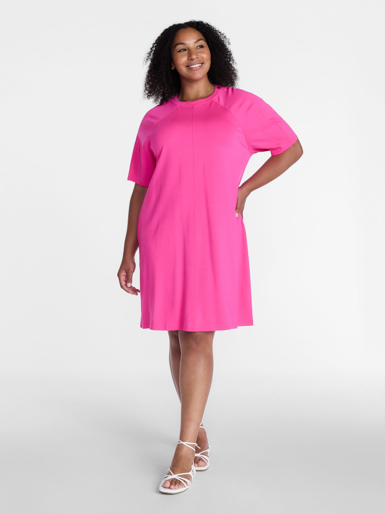 Time and Tru Women's Seamed Mini Dress with Short Sleeves, Sizes XS-XXXL