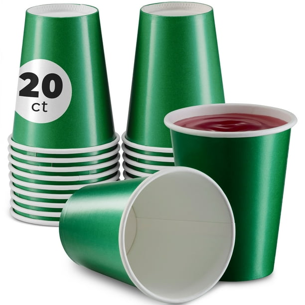 SparkSettings Disposable Paper Cups Festive Green, Pack of 20