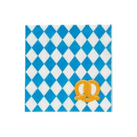 Fun Express Oktoberfest Blue & White Beverage Napkins - 16 Count