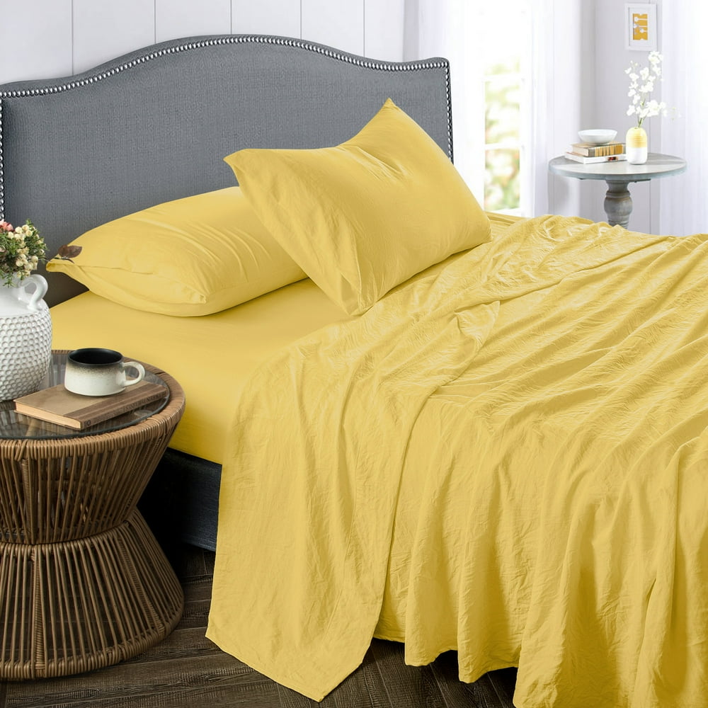 Sweet Home Collection Premium Quality Washed Crinkled Sheet Set Queen