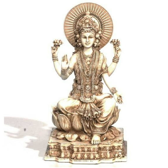 Laxmi Lakshmi Statue Figurine Antique Ivory Color Hindu Hinduism Deity 6 Inch
