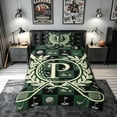 thumbnail image 3 of meiyoeat Golf Letter P Twin Duvet Cover for Men Women, Sports Monogram Twin Bedding, Black Reversible, 2-Piece, 1 Duvet Cover and 1 Pillowcase, 3 of 6