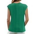 thumbnail image 3 of MIXUE Womens Summer Tops Summer Solid Color Round Neck Hollow Out Sleeveless Fashion Casual Loose Pullover T-shirts Holiday Wear,Green,L, 3 of 7