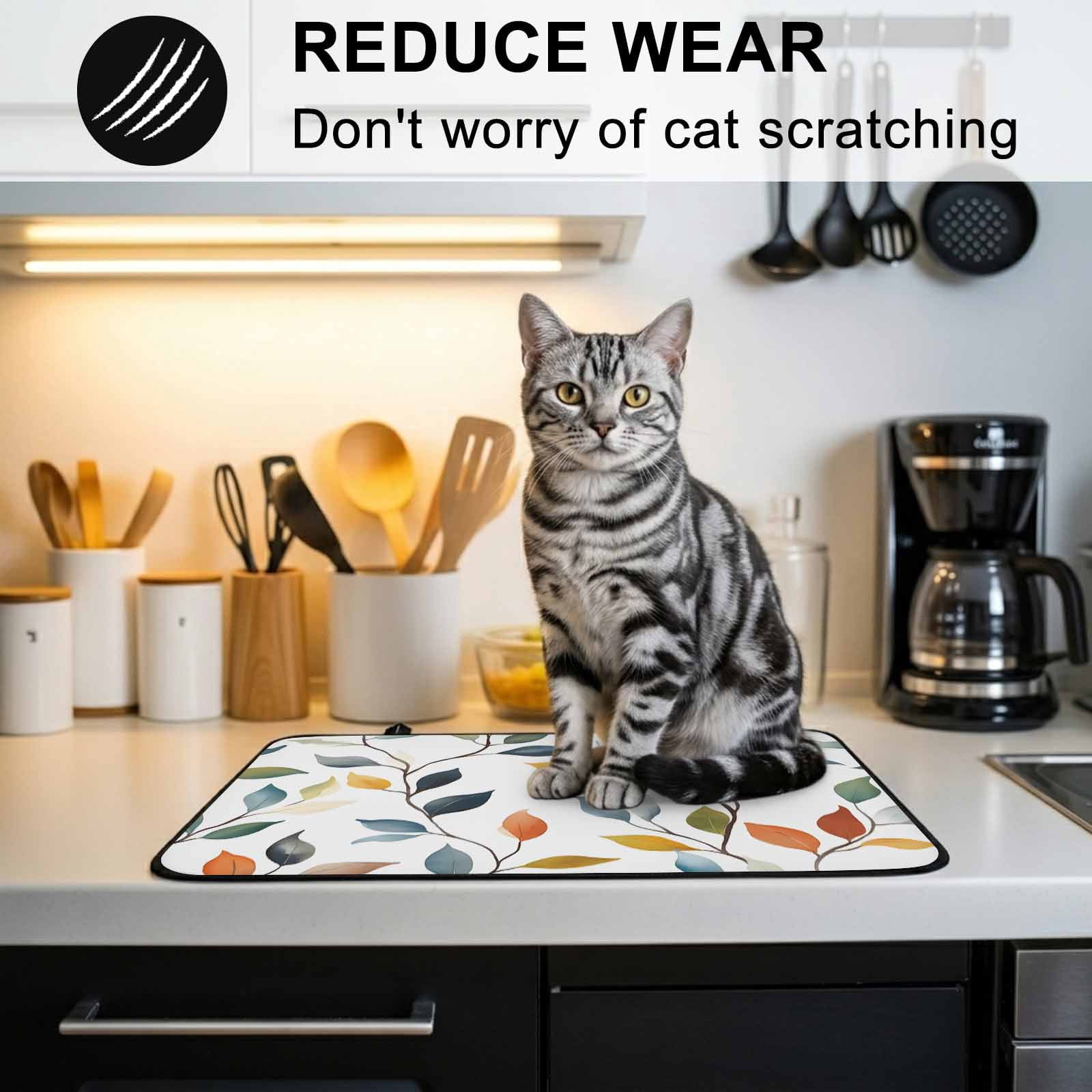 Colorful Leaf Stove Top Cover for Electric Stove, Heat-proof & Non Slip Glass Top Stove Cover Protector, Pastoral Botanical Summer Spring Kitchen Flat Cooktop Rubber Mat 24x21 Inches