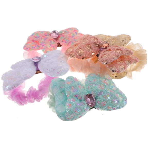 Tineasur 5-Pack Hair Scrunchies with Bow, Assorted Colors, Cute Design for Girls' Everyday Use