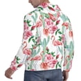 thumbnail image 6 of Picia Flamingo Flower Pattern Casual Men's Hoodie - Lightweight Hooded Sweatshirt with Kangaroo Pocket, Comfortable Pullover for Everyday, Travel-Large, 6 of 7