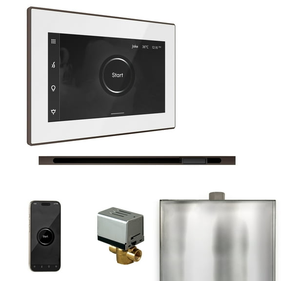 Mr Steam XButler Steam Shower Pkg w/iSteamX Control and Linear Steamhead in White OilRubBronze