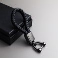 thumbnail image 1 of Llavero universal de cuero negro para coche, llavero de metal, correa tejida, cuerda trenzada, llavero para hombres y mujeres, anilla en D y destornillador, 1 of 5