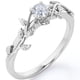thumbnail image 2 of JeenMata Anillo de Compromiso con Diseño de Hoja de Árbol de Moissanita Redonda con Bisel Solitario de 0,5 Quilates en Baño de Oro Blanco de 18 K sobre Plata, 2 of 7