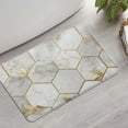 thumbnail image 2 of White Marble Gold Leaf Hexagon Pattern Bathroom Rugs Mat,Non Slip Microfiber Bathroom Rug,Rubber Backing,Soft Bathroom Mats for Bathroom Floor,Tub and Shower,17x27in(43x68cm), 2 of 5