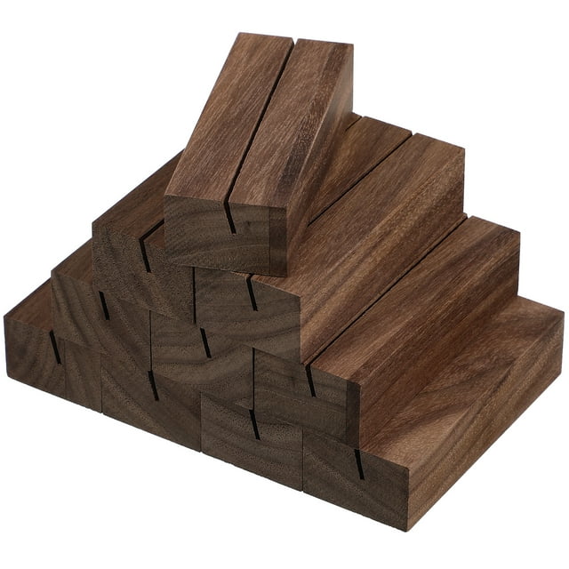 SHISUYAN 12pcs Table Number Stand Wood Card Holder Table Card Stand Rustic Wood Display Stand Base Sign Holder