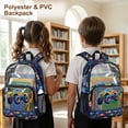 thumbnail image 4 of COEQINE Large Clear Backpack for School 17 Inch See Through Boys Bookbag for Teen College, Heavy Duty PVC Backpack for Work Travel, Casual Daypack for Concert Stadium, Colorful Monster Truck, 4 of 7