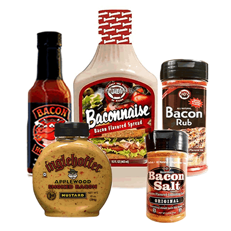 Sampler Gift Pack Bacon Condiment Sampler Pack (5pc Gift Set) Baconnaise Bacon Mayo, Bacon Rub, Bacon Hot Sauce, Bacon Mustard & Bacon Salt ()