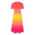 thumbnail image 5 of Penkiiy Women's Summer Casual Short Sleeve Crewneck Gradient Print Dress Casual Flowy Tiered Maxi Beach Dress With Pockets 2XL Multicolor, 5 of 7
