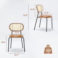 thumbnail image 2 of Dycanpo 18" Faux Leather Rattan Dining Chairs Set of 2 with Metal Legs, Modern Whiskey Brown, 2 of 7