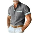 thumbnail image 2 of Abtuhar Men Crewneck Half Button Short Sleeve Summer Casual Stylish T-Shirts, 2 of 5