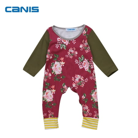 

Newborn Baby Spring Fall Unisex Romper Boys Girls Long Sleeve Patchwork Long Jumpsuit