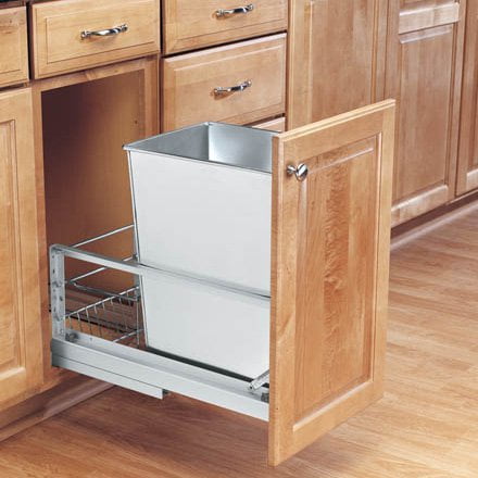 Rev-A-Shelf Single Soft Close Pull Out Stainless Steel 32 qt. Trash Can