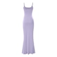 thumbnail image 4 of Mefallenssiah Women'S Solid Color Collarless High Waist Strap Fishtail Wrapped Hip Long Dress, 4 of 5