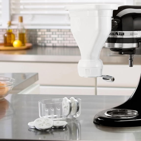 6-Piece Pasta Attachment for Kitchenaid Stand Mixer, Home made Pasta Press Attachment with 2 Feed Port