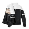 thumbnail image 4 of Tiweut Mens PU Leather Jackets Mens Racing Motor Graphic Long Sleeve Letter Print Zipper Oversized Unisex Streetwear Regular Blouses Khaki,4XL, 4 of 7