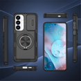 thumbnail image 2 of Rugged Shockproof Phone Cover for Samsung Galaxy S24 5G / Galaxy S25 5G 6.2", Built-in Slide Camera Protector with 360° Rotatable Ring Kickstand,Black, 2 of 8