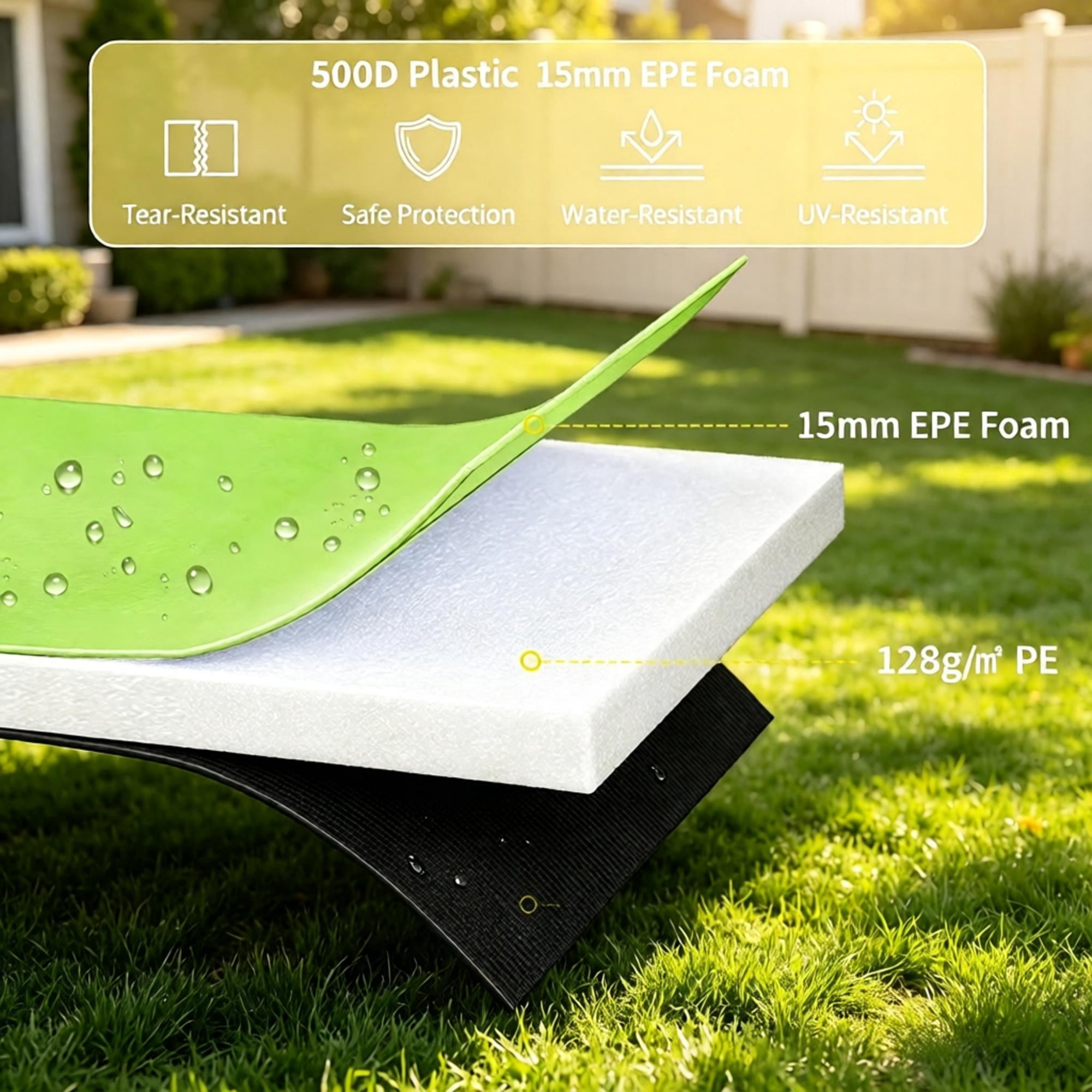 14ft Trampoline Replacement Pad with Elastic Straps Safety Cover