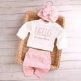 thumbnail image 3 of Ylsteed Newborn Baby Boy Girl Embroidery Long Sleeve Romper Leisure Clothes Outfits Bodysuit Baby Shower Coming Home Outfit Tops+Pants+Hat, 3 of 7