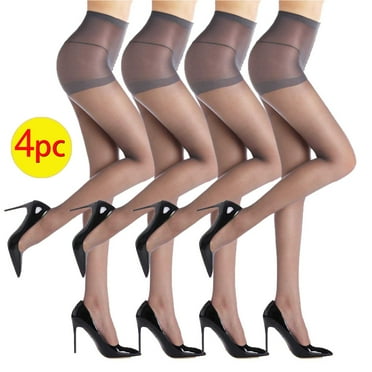 Cxenplz Women's 4 Pairs of Ultra Stretchable Sheer Tights Stockings with Run-Resist High Waist Tights Footed Support Control Top Pantyhose on Clearance